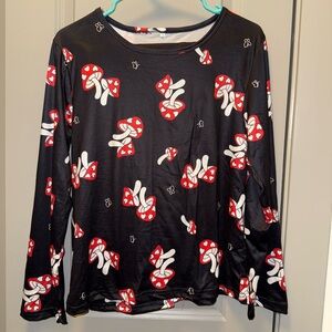 NEW NO TAGS Black and Red Mushroom pajamas set